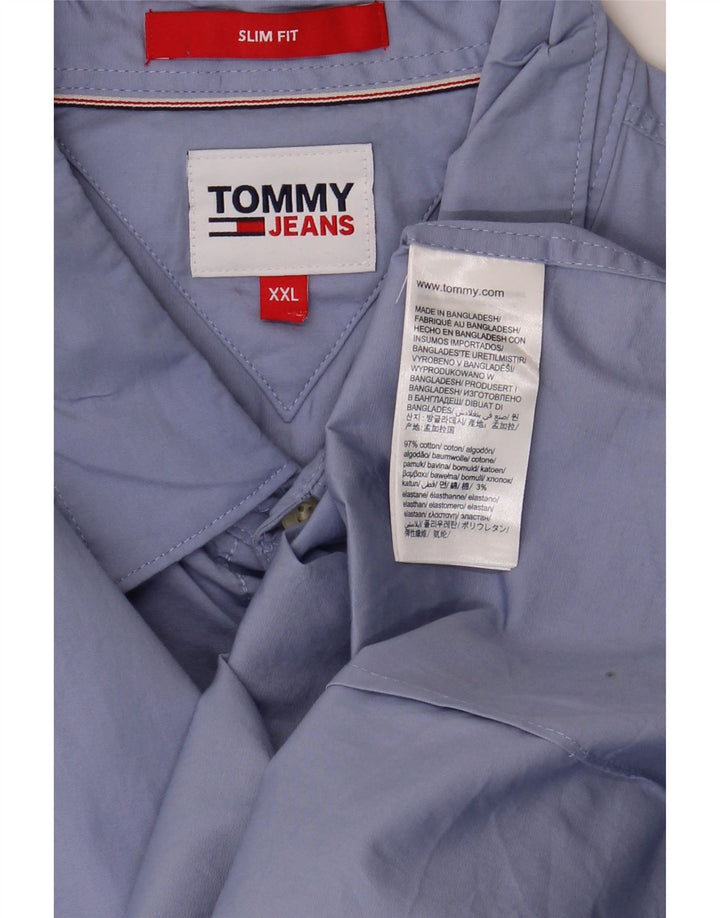 Tommy Jeans Herren Slim Fit Hemd 2XL Blau Baumwolle