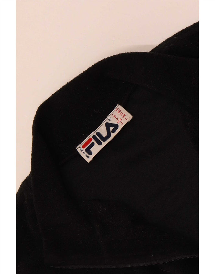 Fila Herren-Fleecepullover mit Reißverschluss am Hals, Größe S, Schwarz