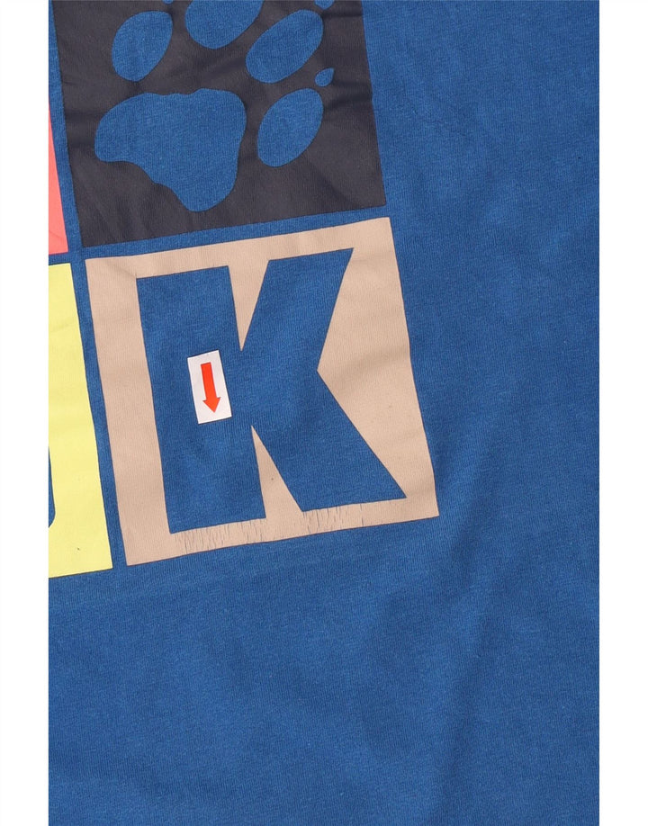 Jack Wolfskin Damen Grafik T-Shirt Top UK 22/24 2XL Blaue Baumwolle