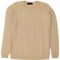 HALLHUBER Damen-Pullover mit Rundhalsausschnitt, UK 14, mittelbeige Wolle