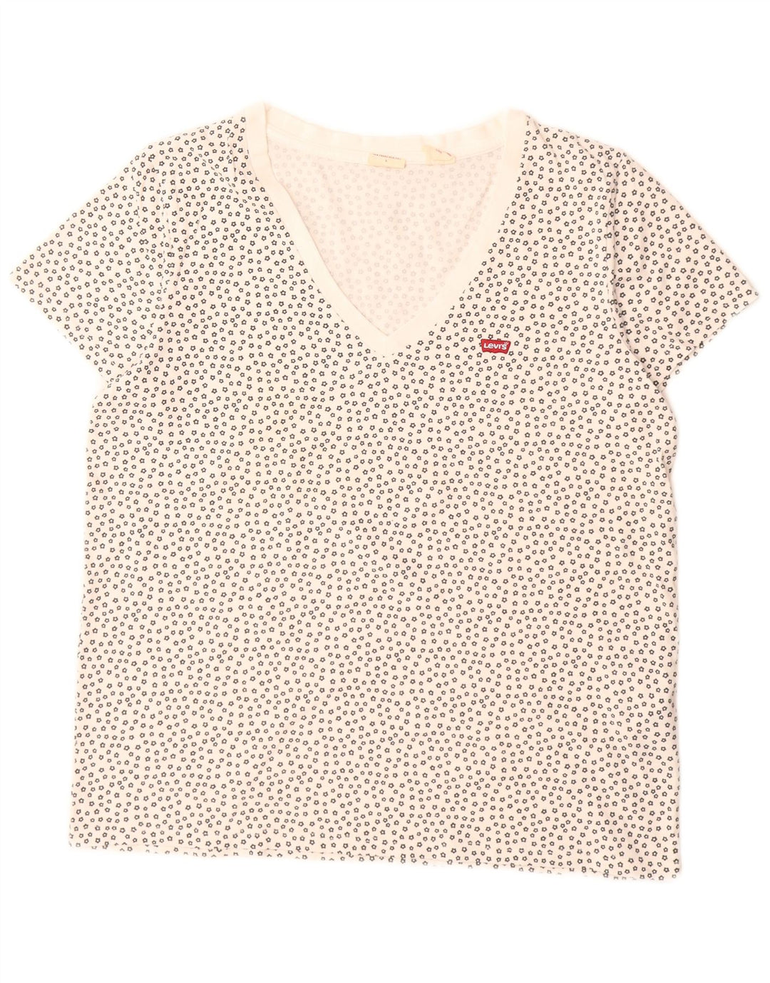 Levi's Damen T-Shirt Top UK 16 Large Weiß gepunktete Baumwolle