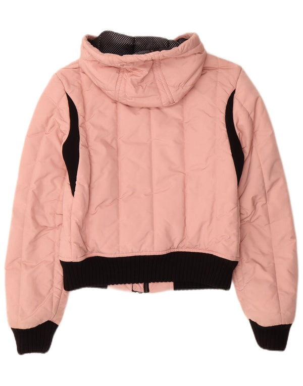 Refrigiwear Damen Crop Hooded Bomberjacke UK 12 Mittelrosa Nylon
