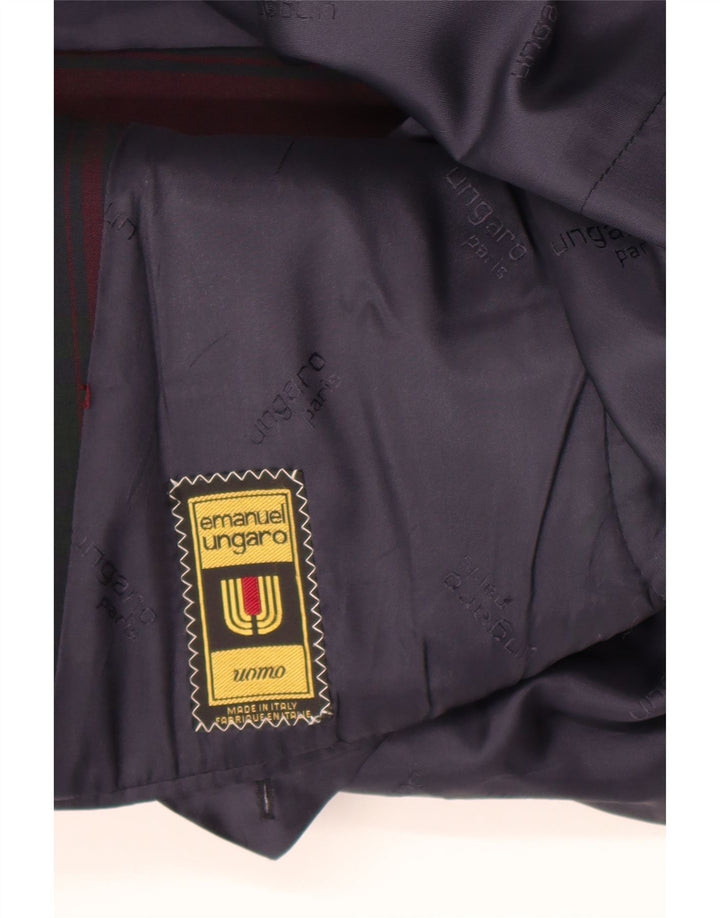 Emanuel Ungaro Herren-Blazer mit 2 Knöpfen, UK 38, mittleres Burgunderrot kariert