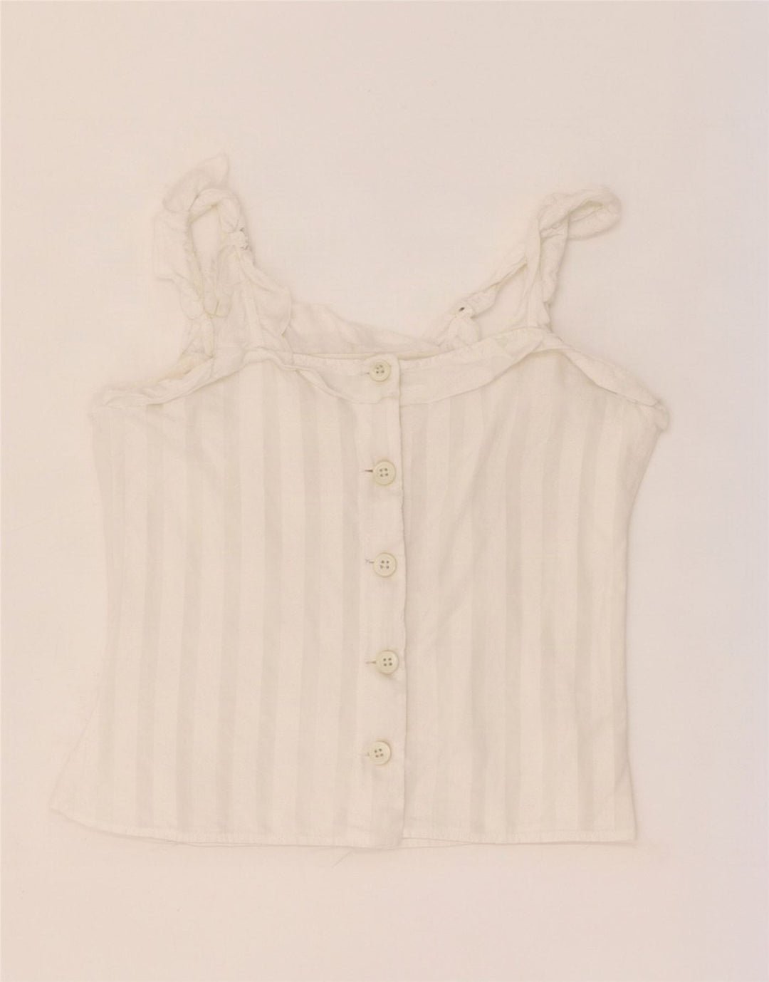 Vintage Damen Crop Cami Top UK 4 XS Weiß gestreift