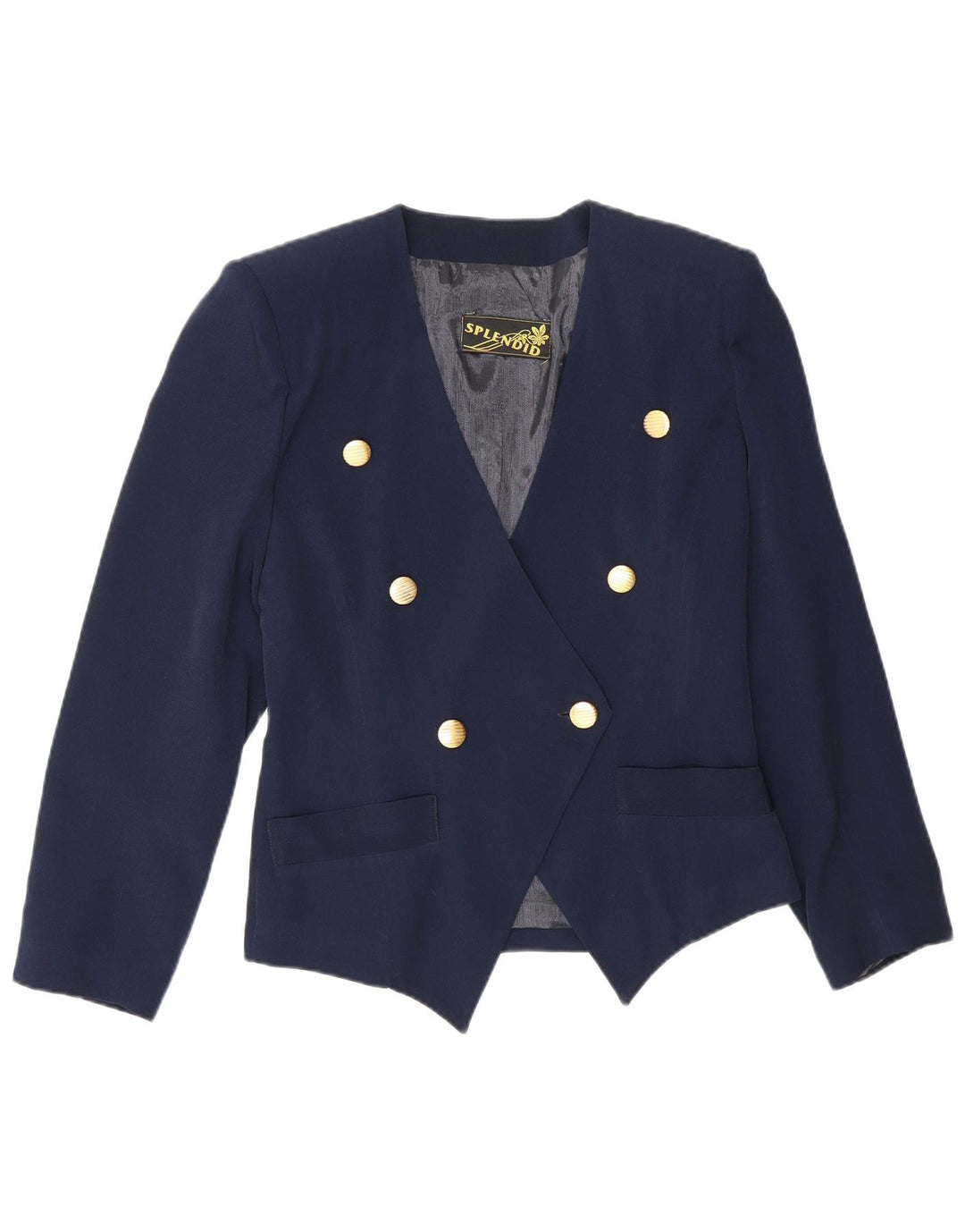 Vintage Damen Zweireihige Blazerjacke IT 44 Medium Navy Blue