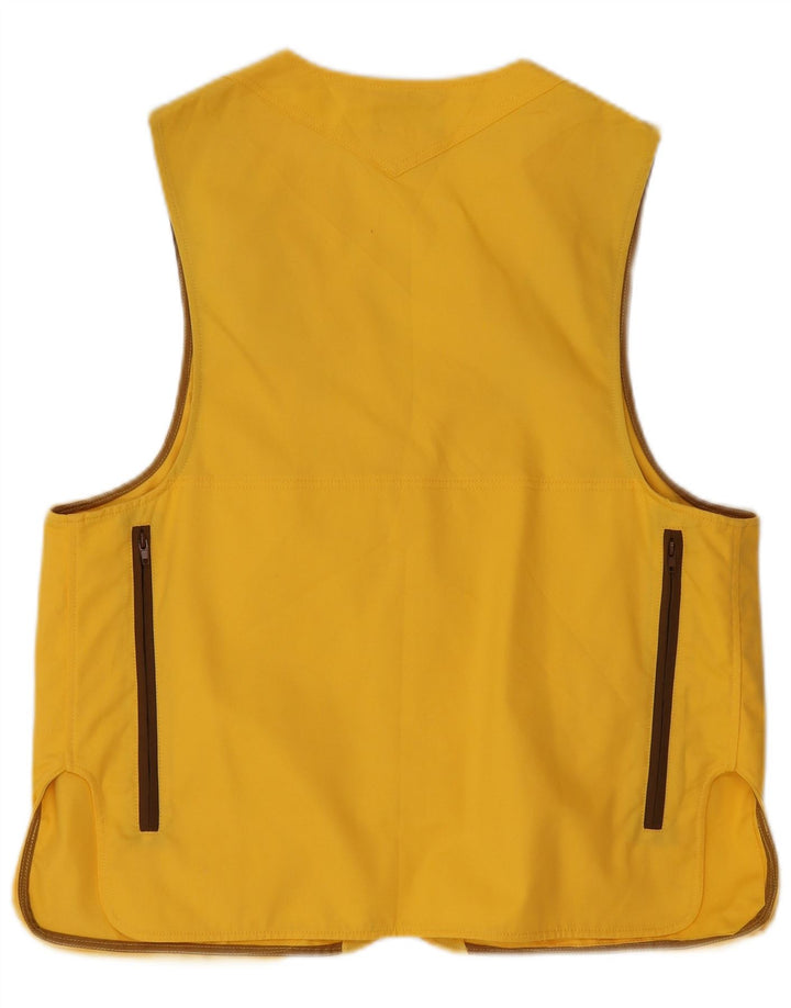 VINTAGE Herren-Utility-Gilet UK 40, großes gelbes Farbblock-Polyester