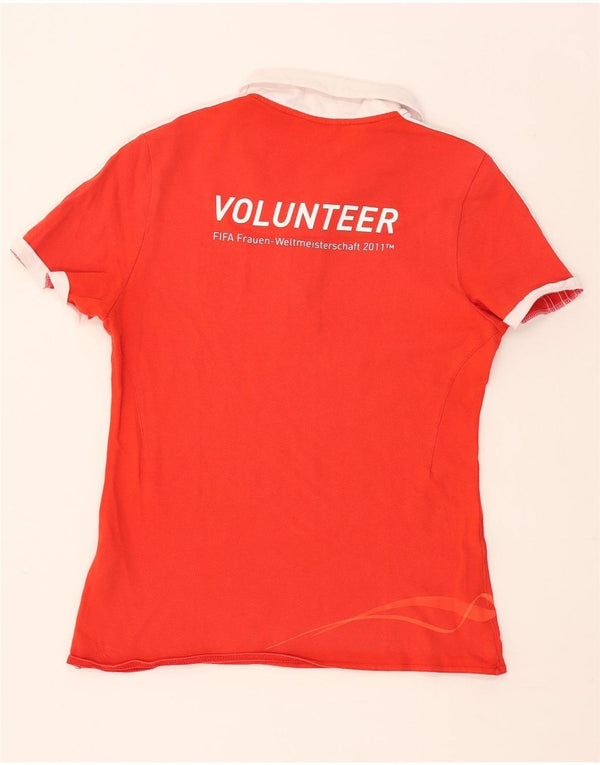 Adidas Damen Grafik-Poloshirt UK 14 Mittelrote Baumwolle