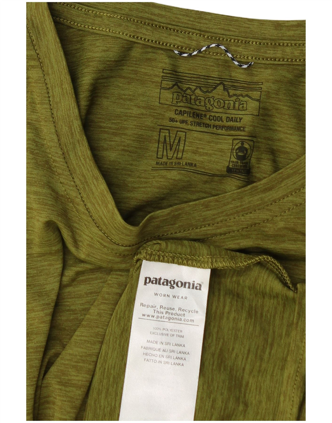 Patagonia Herren-T-Shirt-Oberteil aus mittelkhakimeliertem Polyester