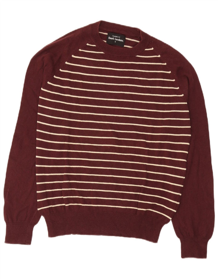 Foot Locker Herren-Pullover mit Rundhalsausschnitt, mittlerer Burgunderrot gestreift