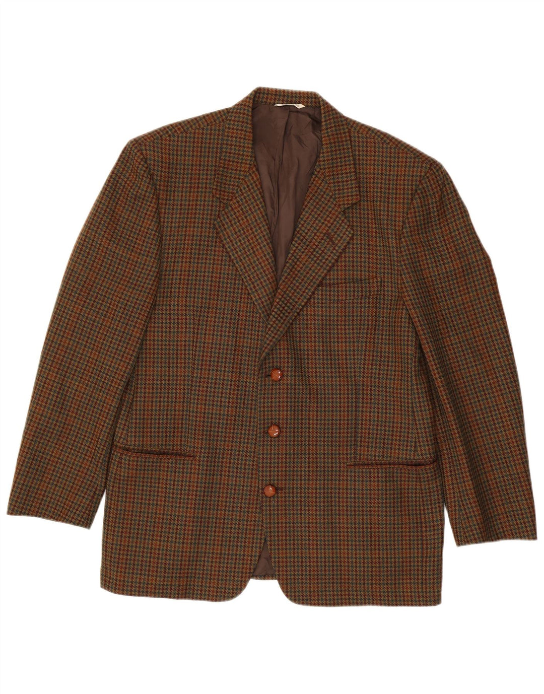 Visconti Herren-Blazer mit 3 Knöpfen, IT 52 XL, braune Lammwolle mit Hahnentrittmuster