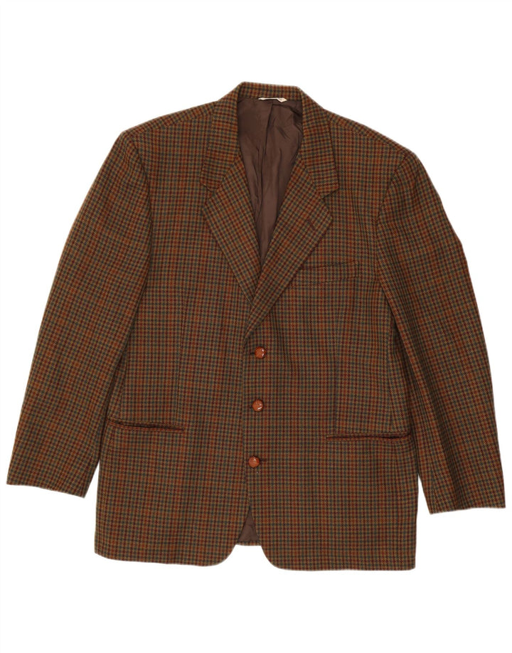 Visconti Herren-Blazer mit 3 Knöpfen, IT 52 XL, braune Lammwolle mit Hahnentrittmuster
