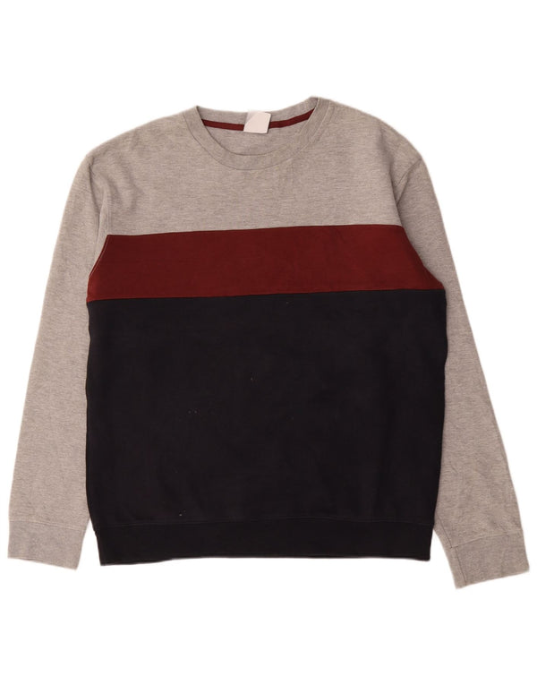 Zara Herren-Pullover mit Rundhalsausschnitt, XL, mehrfarbig, Colourblock-Baumwolle