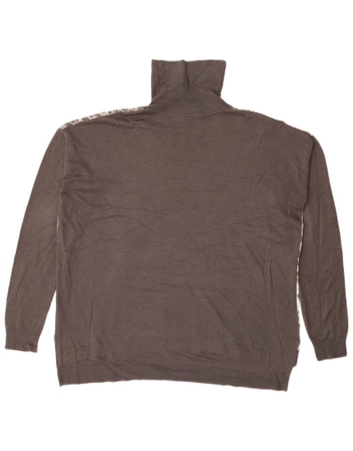 OASIS Rollkragenpullover für Damen, UK 14, mittelgrau, mit Tiermuster