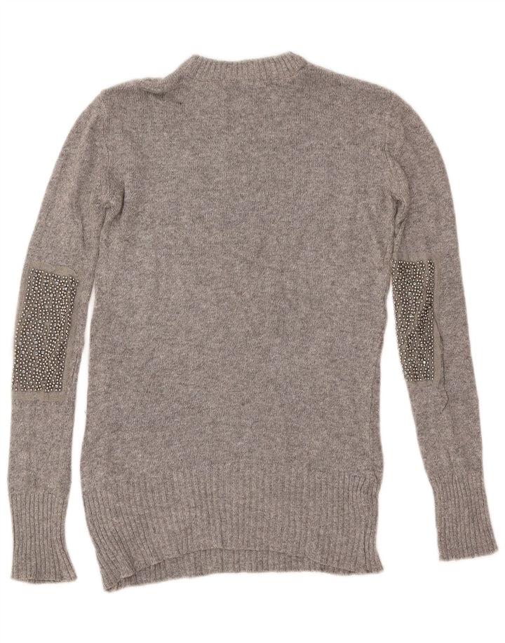 Zara Damen-Pullover mit Rundhalsausschnitt, Gr. 10, Größe S, graue Viskose