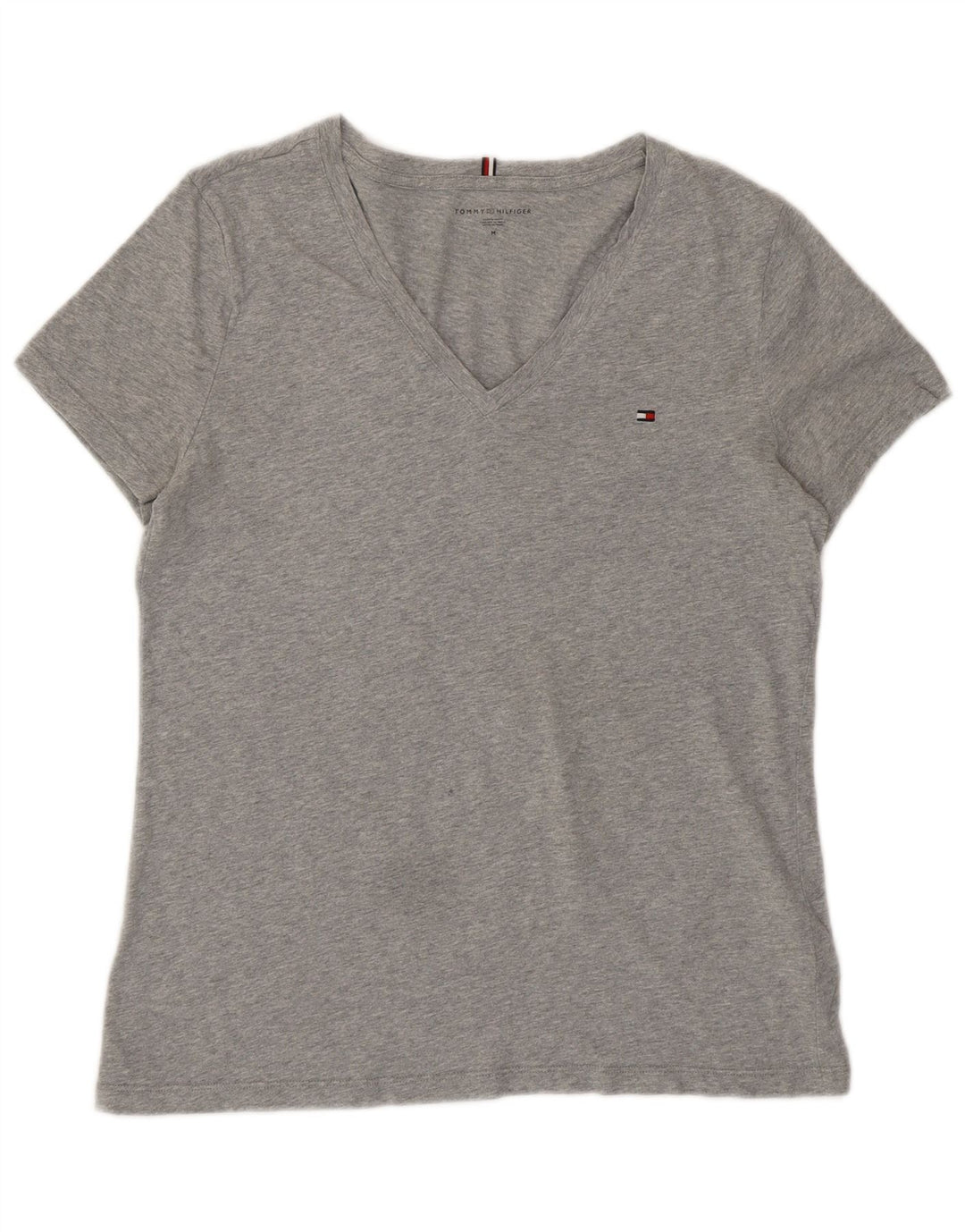 TOMMY HILFIGER Womens T-Shirt Top UK 14 Medium Grey Cotton Vintage Tommy Hilfiger and Second-Hand Tommy Hilfiger from Messina Hembry 