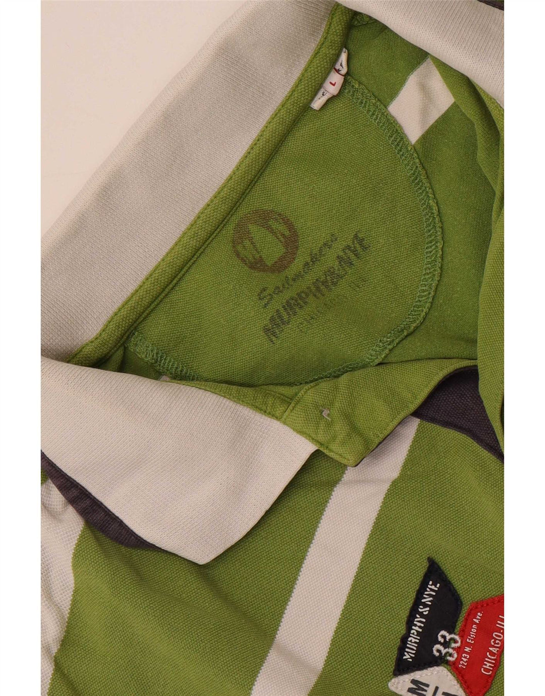 Murphy & Nye Herren Rugby-Poloshirt, groß, grün gestreift