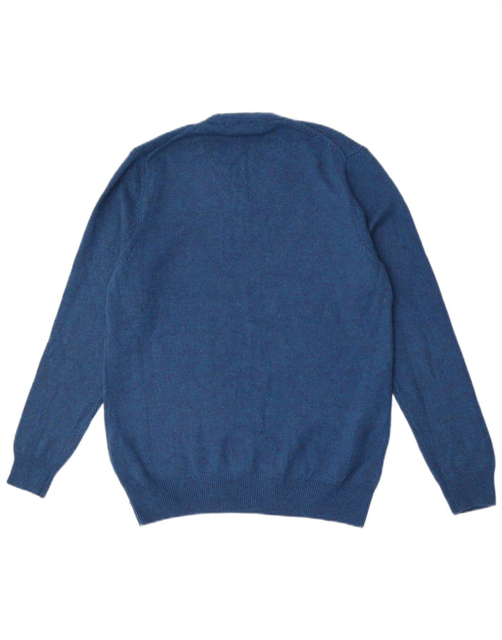 Marks & Spencer Herren-Pullover mit V-Ausschnitt, groß, blau gesprenkelte Wolle
