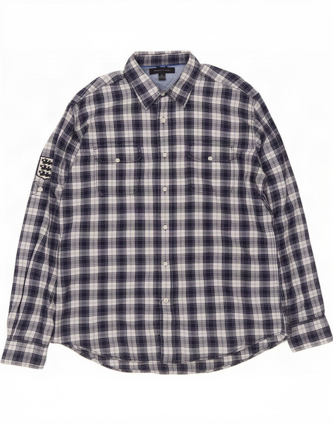 Tommy Hilfiger Herren-Flanellhemd, groß, marineblau, kariert, Baumwolle