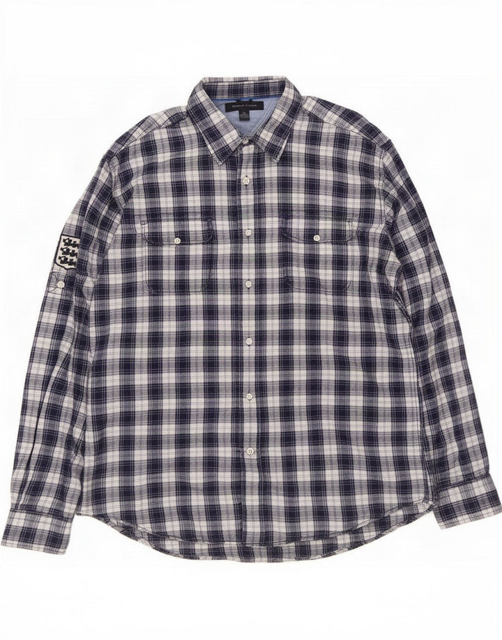 Tommy Hilfiger Herren-Flanellhemd, groß, marineblau, kariert, Baumwolle