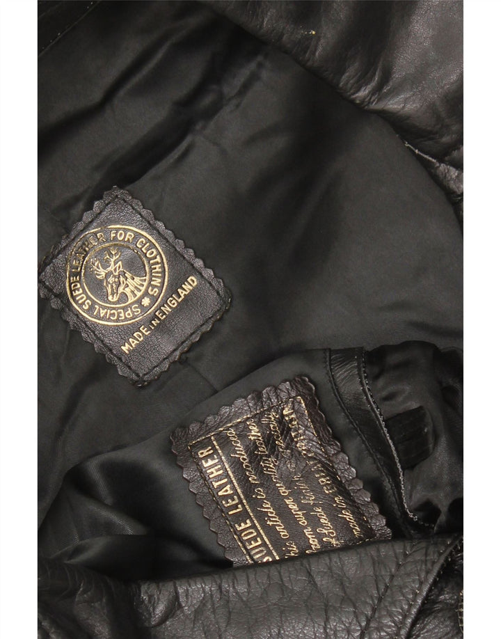 Vintage Herren Ledermantel UK 40 Großes schwarzes Leder