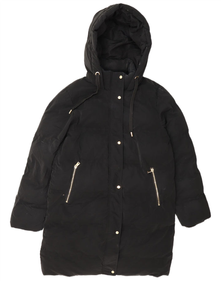 Zara Damen Kapuzenmantel, gepolstert, UK 14, Mittelschwarz, Polyester