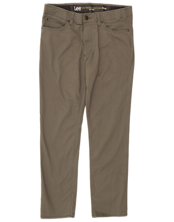 Lee Mens Extreme Motion Slim Tapered Casual Trousers W34 L30 Khaki Cotton