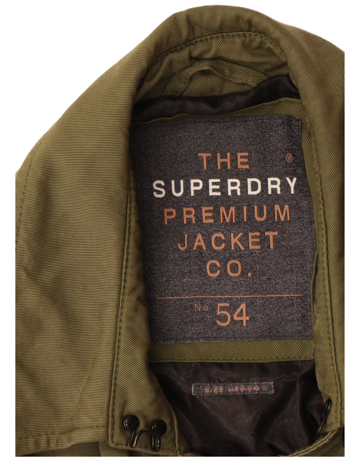 Superdry Damen Mantel UK 14 Medium Khaki Lyocell