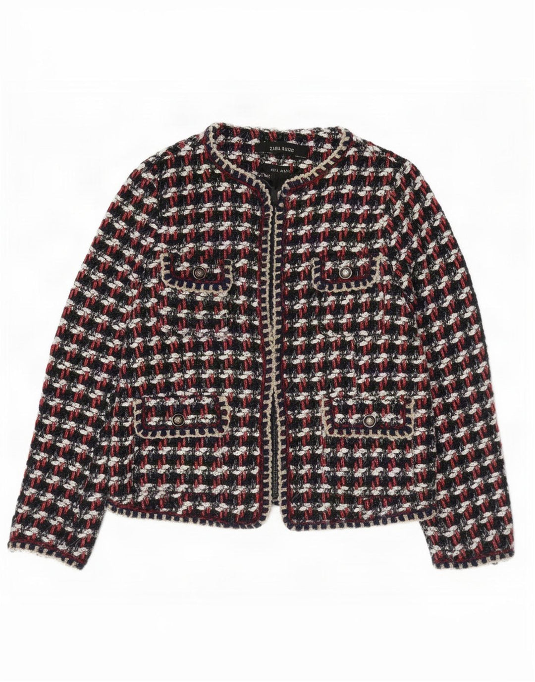 Zara Damen-Blazer mit normaler Passform, Gr. 10, klein, mehrfarbig, kariert