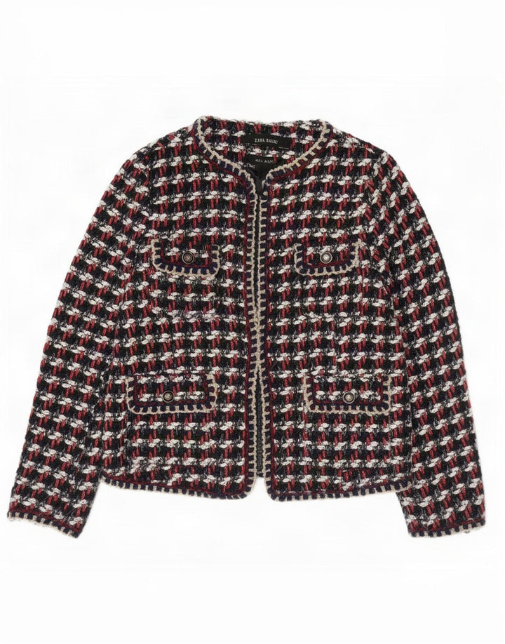 Zara Damen-Blazer mit normaler Passform, Gr. 10, klein, mehrfarbig, kariert
