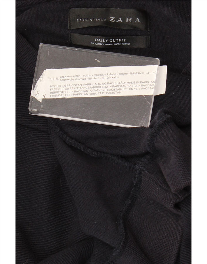 ZARA Herren-Pullover mit Rundhalsausschnitt, XL, marineblaue Baumwolle