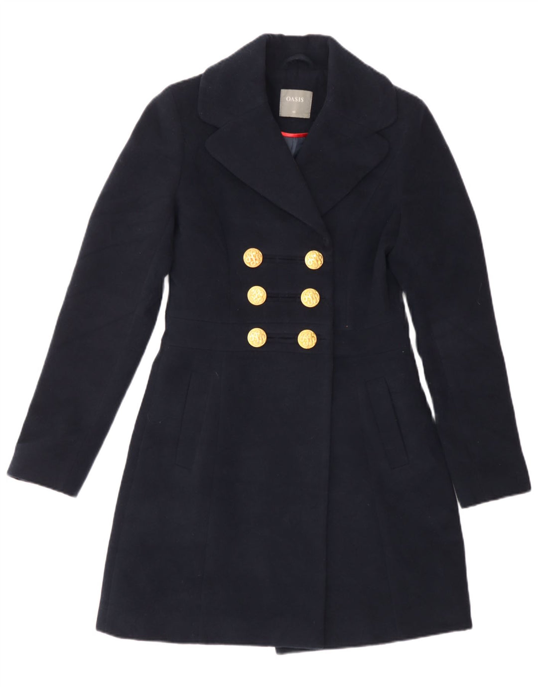 Oasis Damen Zweireihiger Mantel UK 6 XS Marineblau Polyester