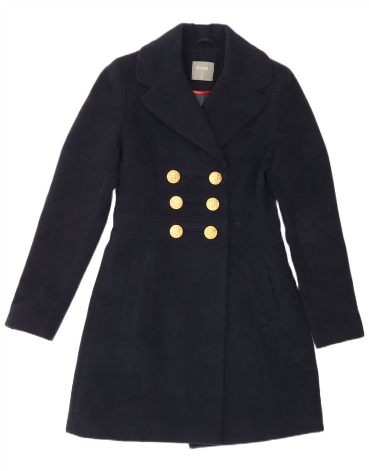 Oasis Damen Zweireihiger Mantel UK 6 XS Marineblau Polyester