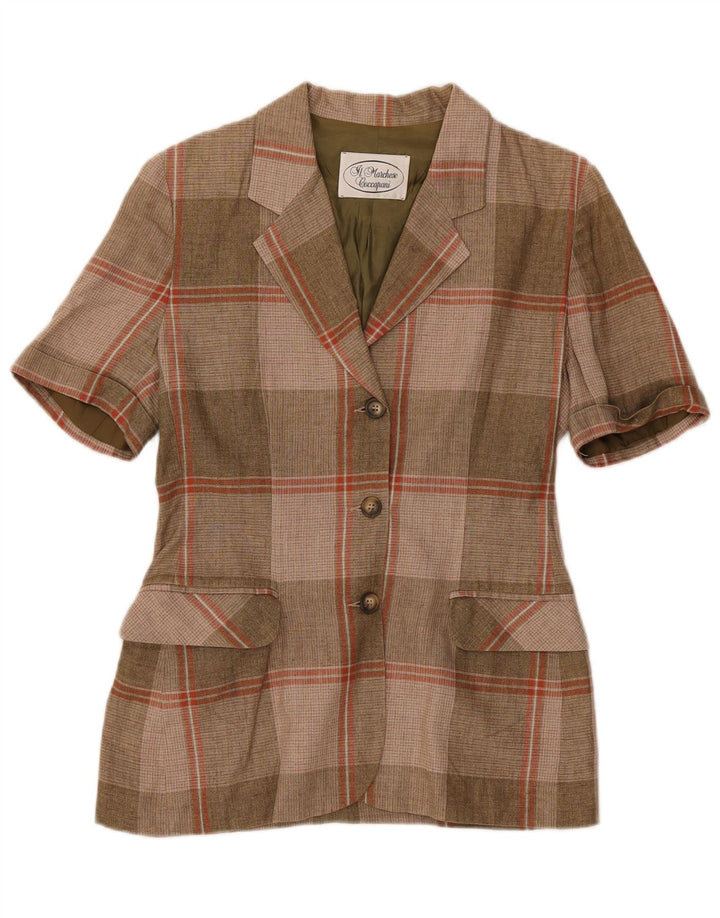 Il Marchese Coccapani Damen Kurzarm-Blazerjacke UK 12 Mittelbraun