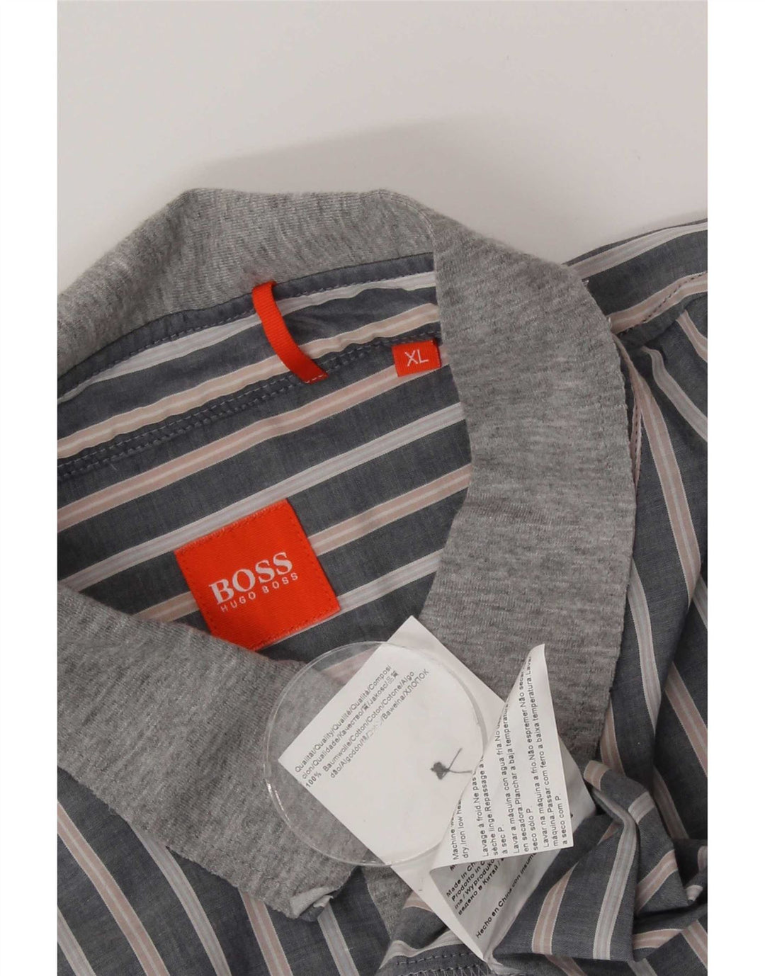 Hugo Boss Herrenhemd XL grau gestreift aus Baumwolle