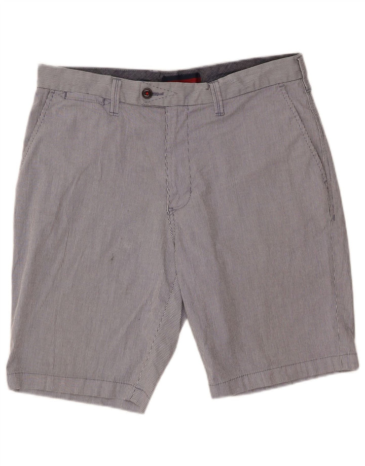 Marks & Spencer Herren-Chinoshorts W34, große blaue Nadelstreifen-Baumwolle