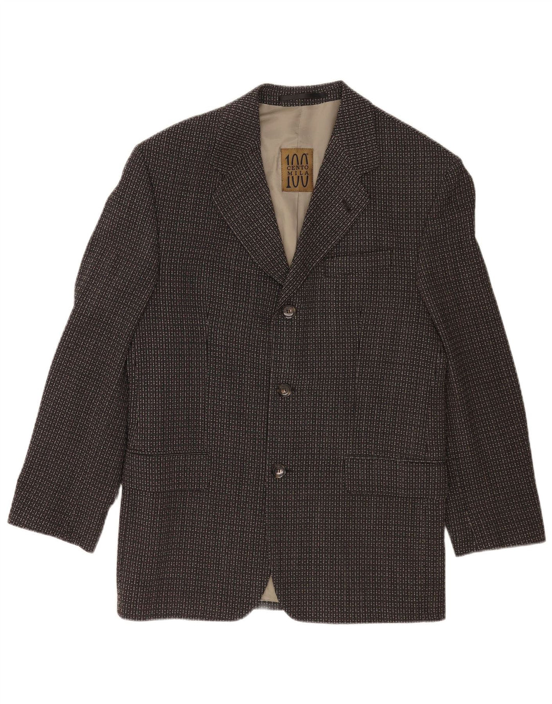Cento Mila Herren-Blazer mit 3 Knöpfen, EU 48, Mittelschwarz, geometrisch