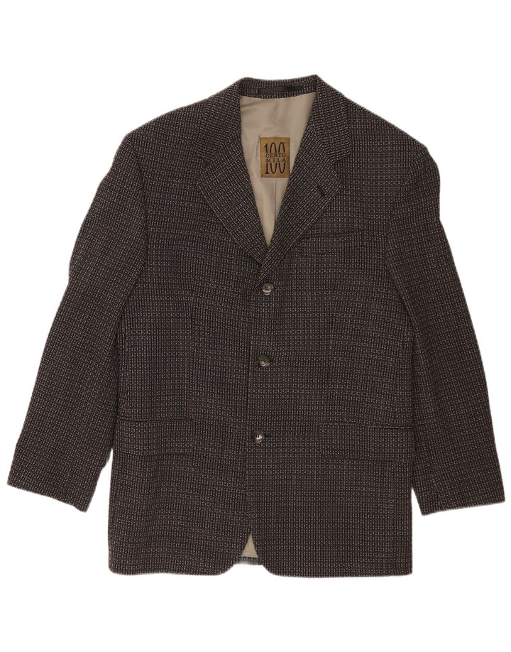 Cento Mila Herren-Blazer mit 3 Knöpfen, EU 48, Mittelschwarz, geometrisch