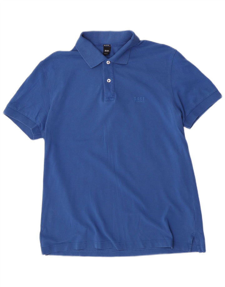 Hugo Boss Herren-Poloshirt mit normaler Passform, große blaue Baumwolle