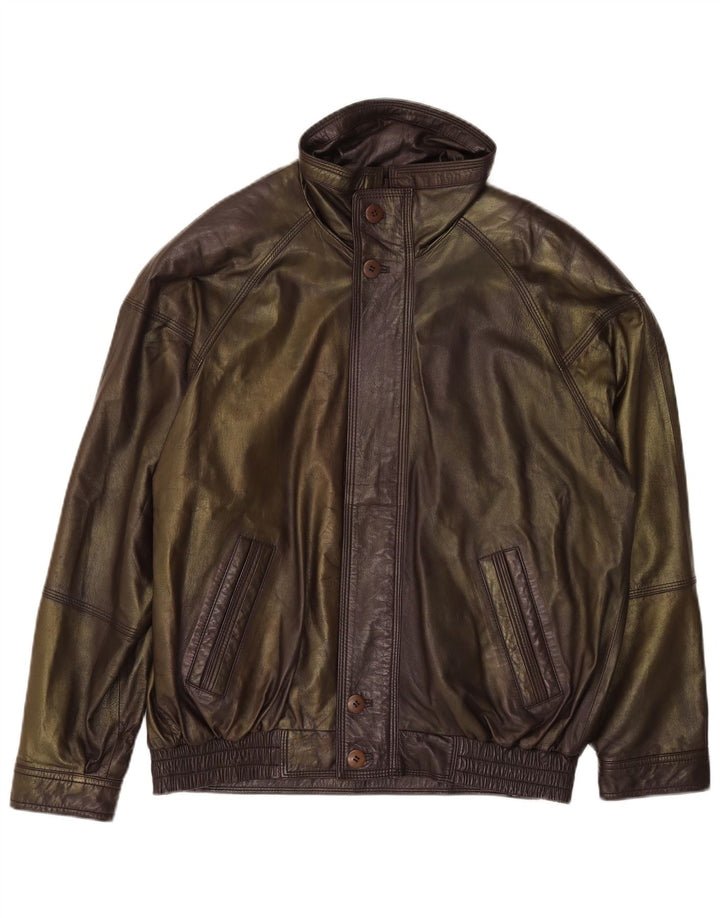 Cabrini Herren Lederjacke EU 48 Medium Khaki Leder