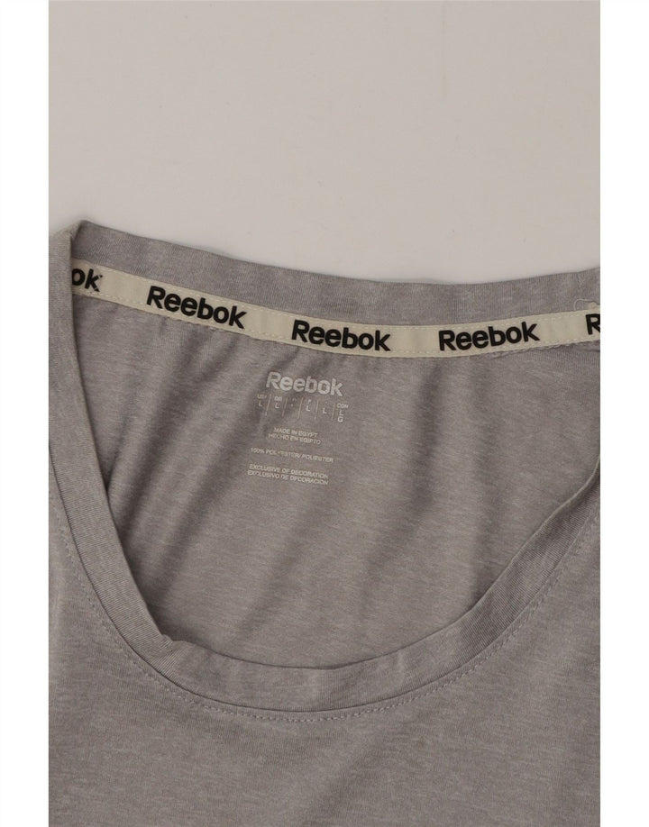 REEBOK Damen T-Shirt Top UK 16 Large Grau Polyester