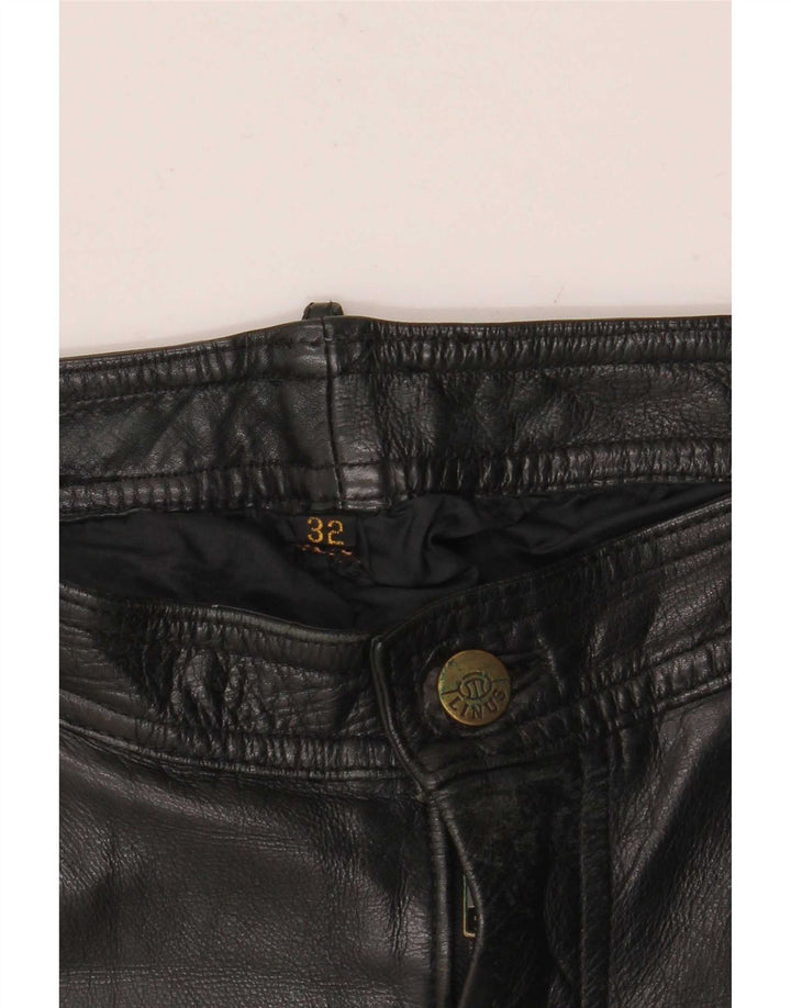 Linus Herren-Leder-Bikerhose W32 L30 Schwarz