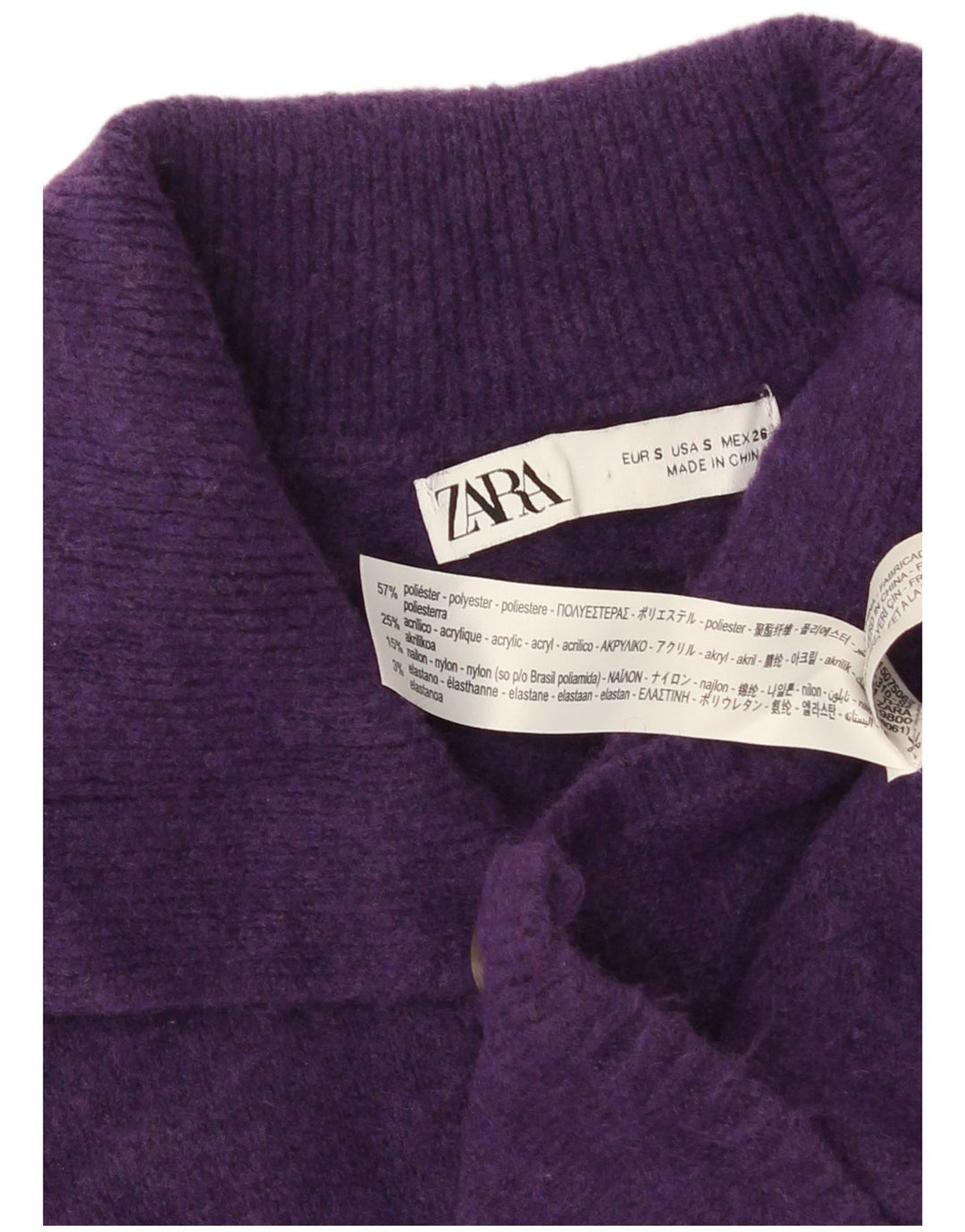 Zara Damen Longline-Cardigan-Pullover UK 10 Small Lila Polyester