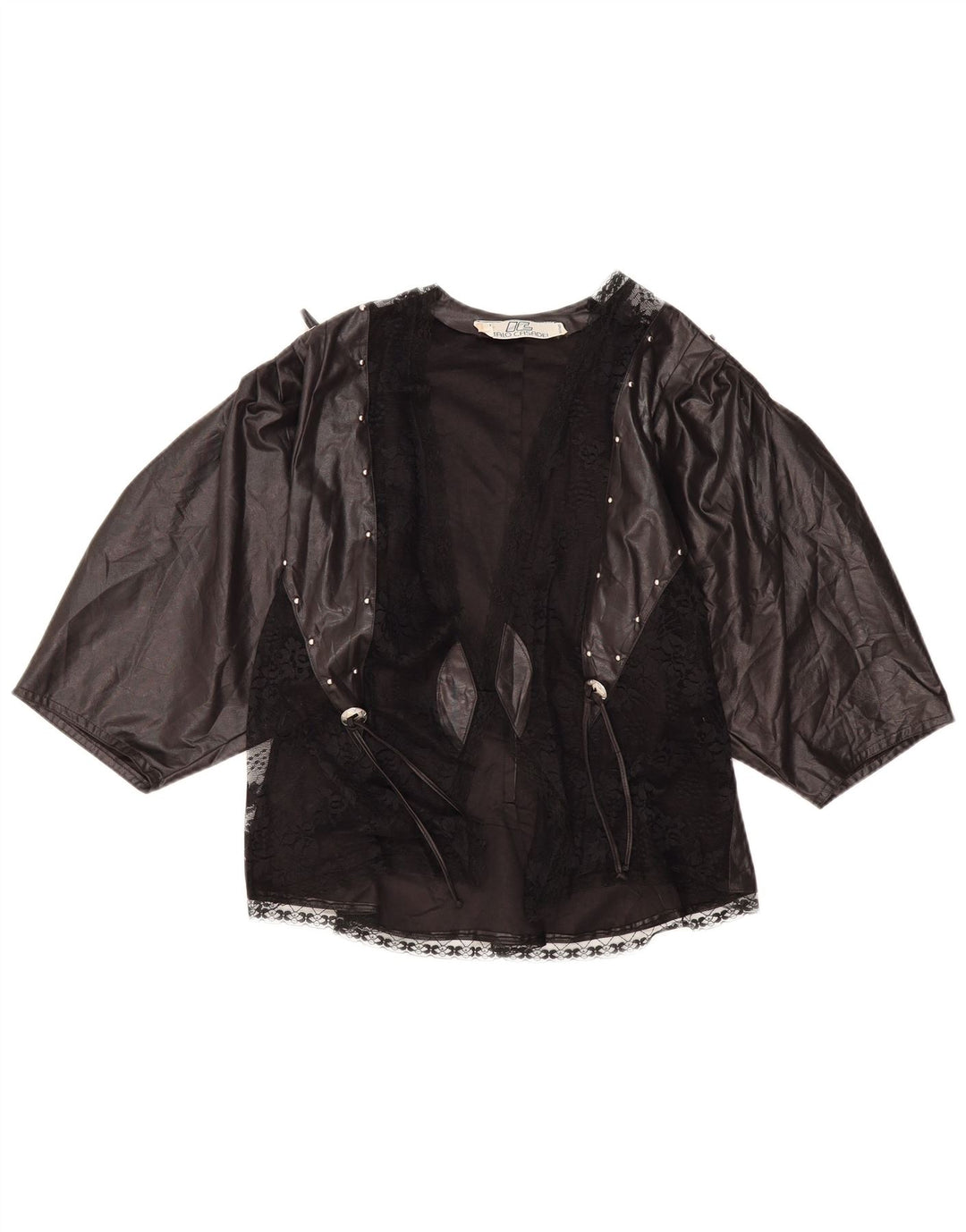 VINTAGE Damen-Cardigan mit 3/4-Ärmeln, UK-Gr. 10, Größe S, Schwarz