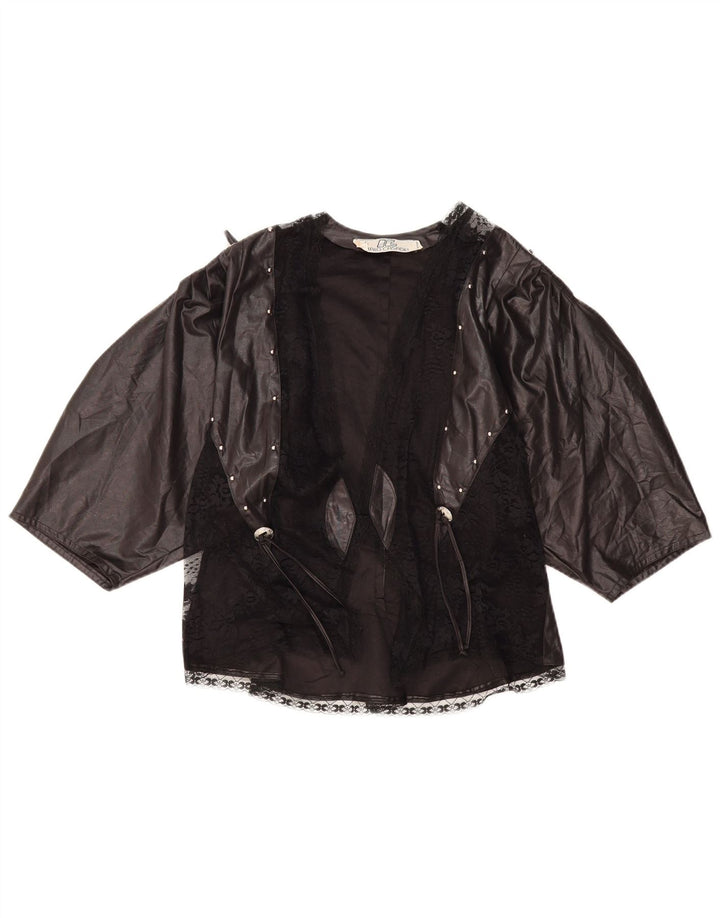 VINTAGE Damen-Cardigan mit 3/4-Ärmeln, UK-Gr. 10, Größe S, Schwarz