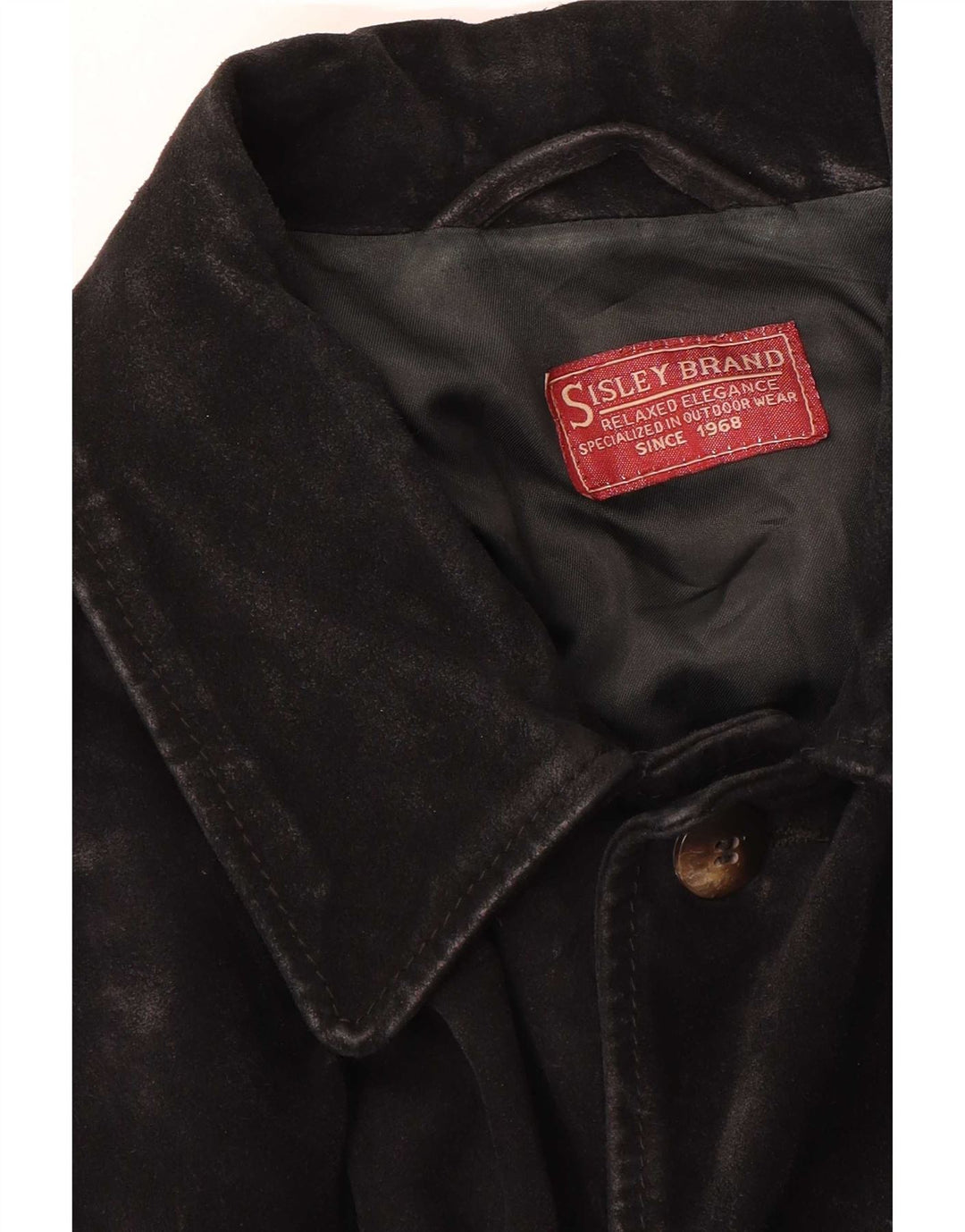 Sisley Herren Wildlederjacke UK 38 Mittelschwarzes Leder