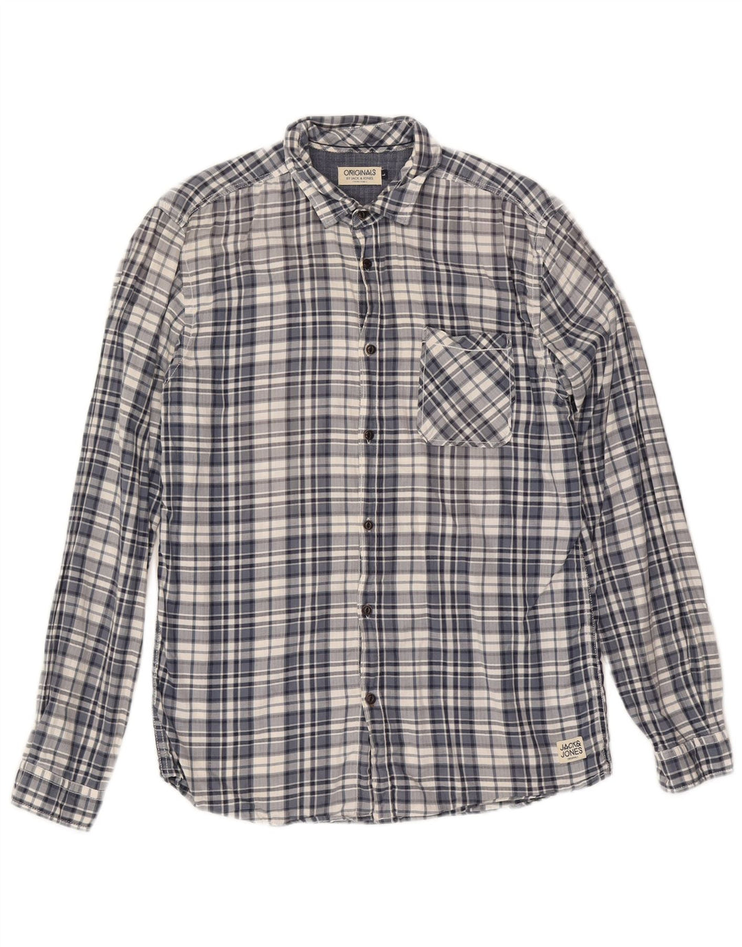 Jack & Jones Herrenhemd, groß, blau kariert, Baumwolle