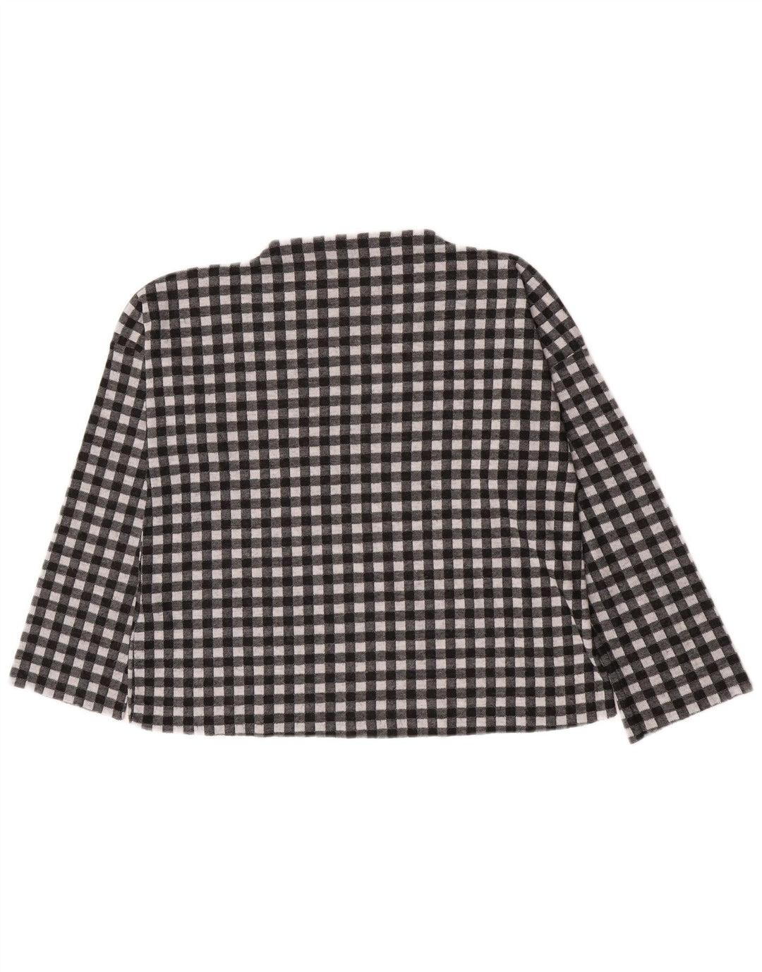 Zara Damen Übergroßes Top Langarm UK 10 Small Schwarz Gingham Polyester