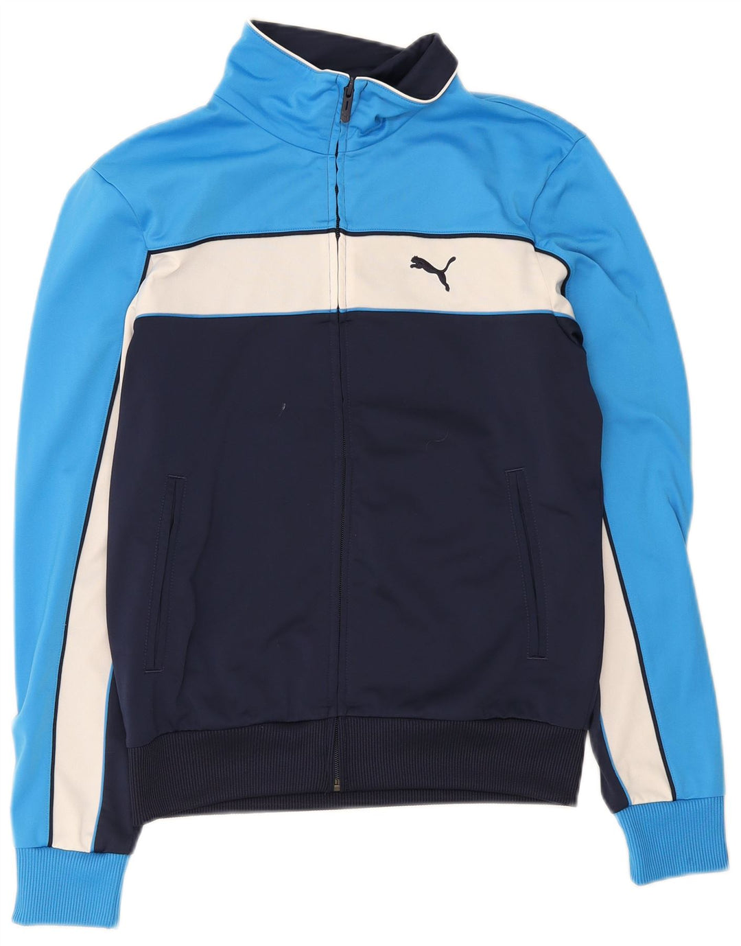Puma Herren-Trainingsanzug-Top-Jacke, klein, marineblaues Farbblock-Polyester