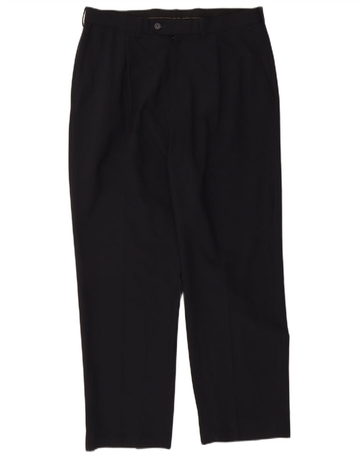 Marks & Spencer Herren-Anzughose mit Pegged-Anzug, W34, L29, marineblaues Polyester