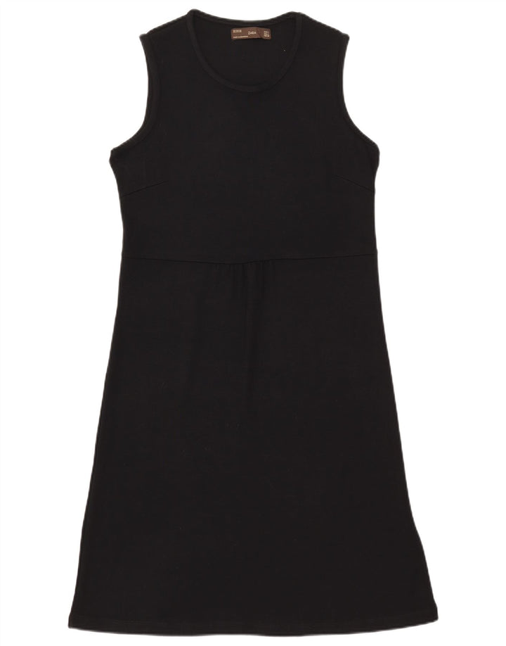 Zara Damen ärmelloses Basic-Kleid UK 14 Large Schwarz Rayon